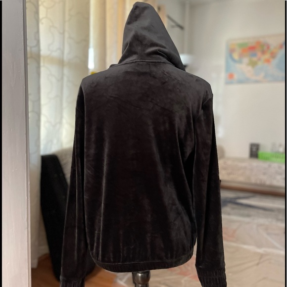 NWT Women’s Size Small Fila Velour Half-Zip Fleece Logo Print Hoodie In Black - Picture 7 of 12